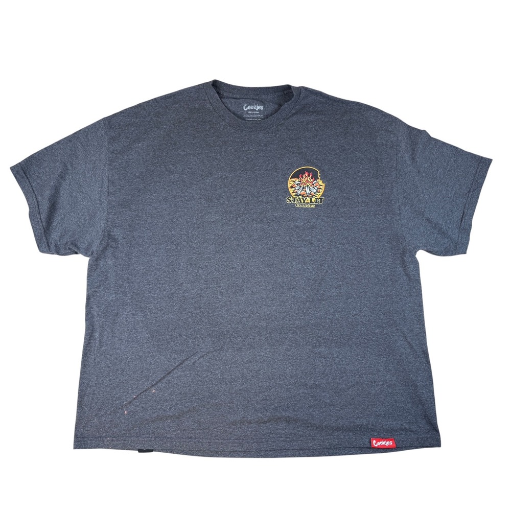 Cookies 4X T-Shirt Streetwear Stay Lit Cotton Graphic Tee Charcoal Grey